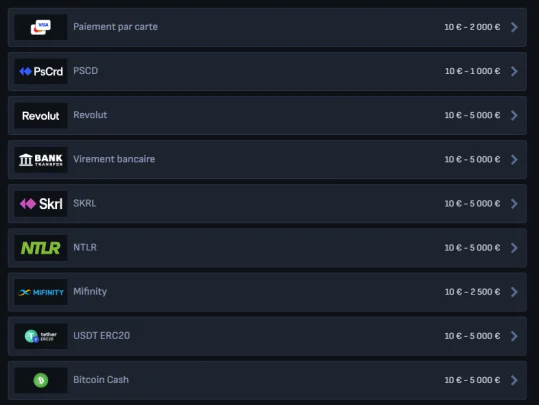 Mafia Casino méthodes de paiement avec cartes, virements bancaires et cryptomonnaies